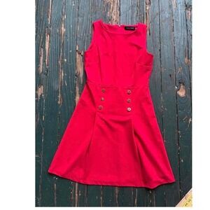Ivanka Trump red pleated dress with button detai office
